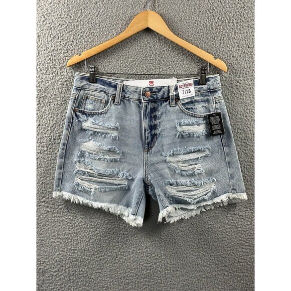 NWT Celebrity Pink The Bobby Denim Shorts Womens Size 7 Hi Rise Distressed Jeans - Picture 15 of 16